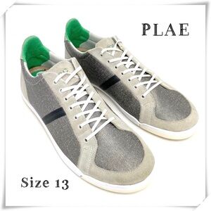 PLAE Prospect Low Top Sneakers in Silver Gray with Green Size 13
